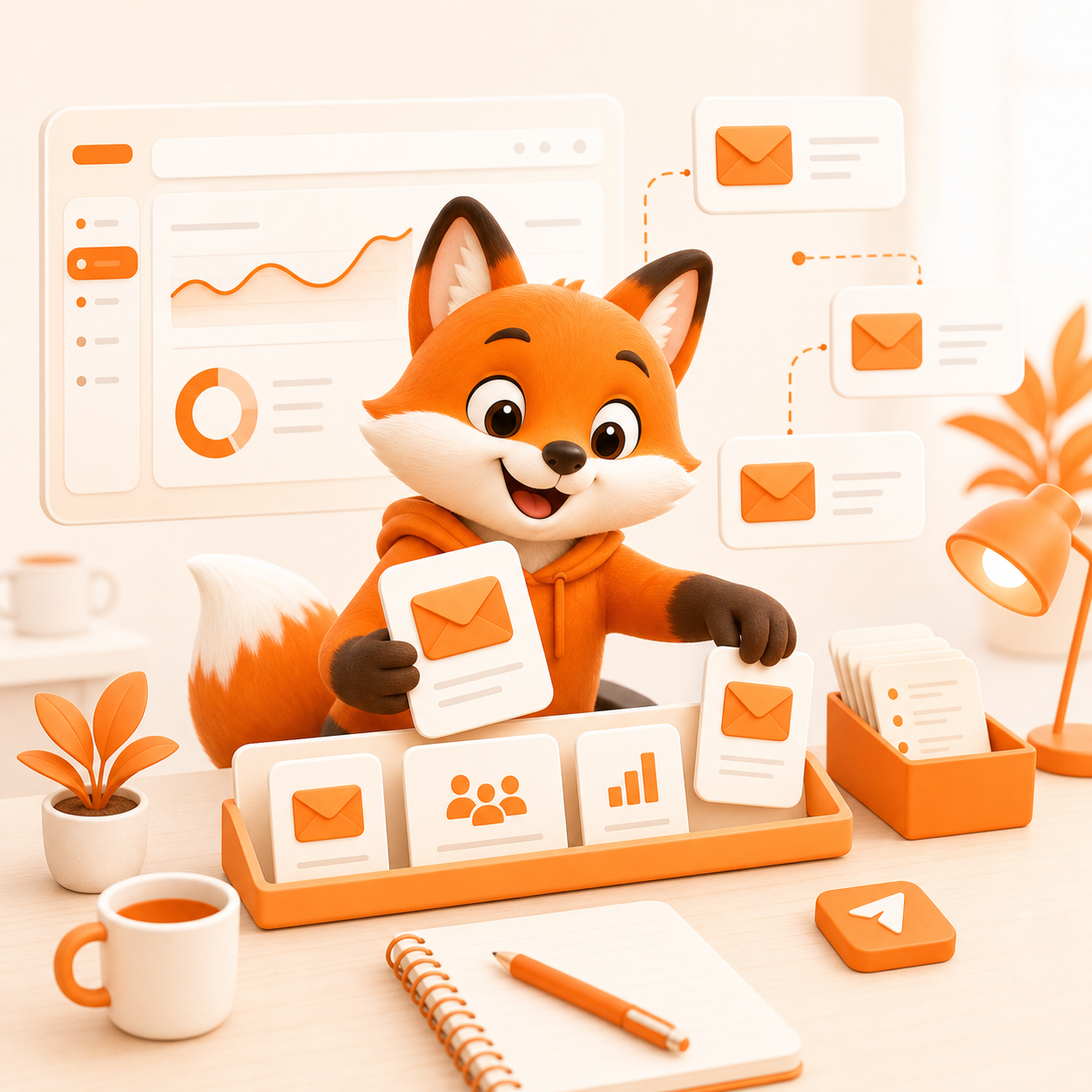 Proiga fox organizing colorful campaign cards
